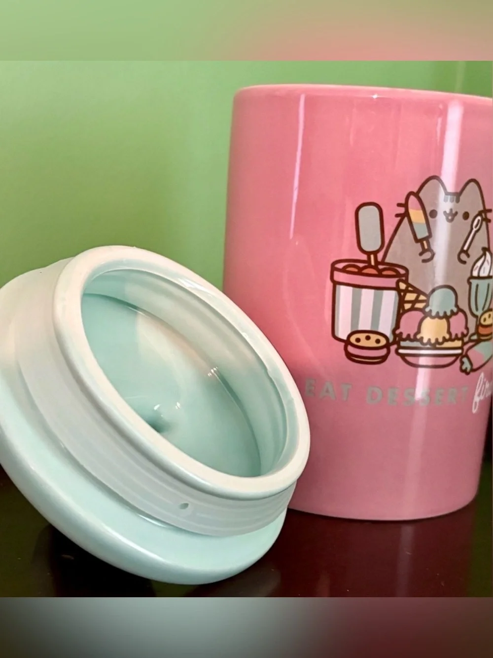 Pusheen Pink Ceramic Pet Treat Canister with Lid NEW